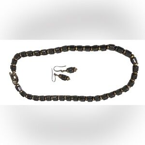 Silver Hematite Bead Necklace & Earring Set